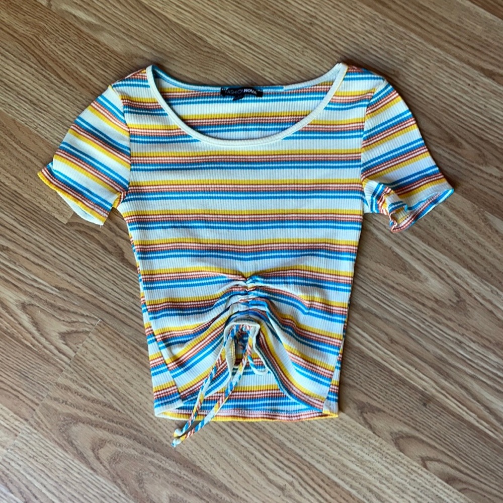 Rainbow striped crop top